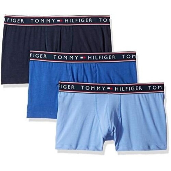 TOMMY HILFIGER Boxer Briefs Mens XL Blue 3-Pack Cotton Stretch Logo - Picture 1 of 5